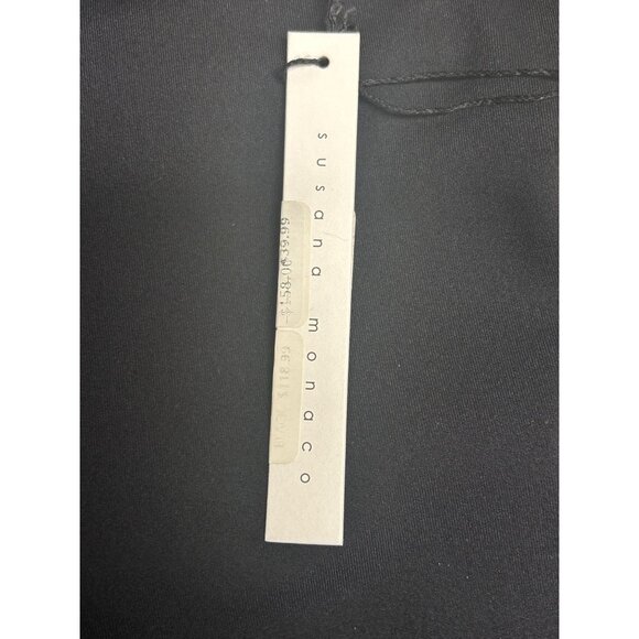 Whimsigoth Susana Monaco Womens Black Long Sleeve Top With Mock Neck & V-Necklin - Picture 6 of 8